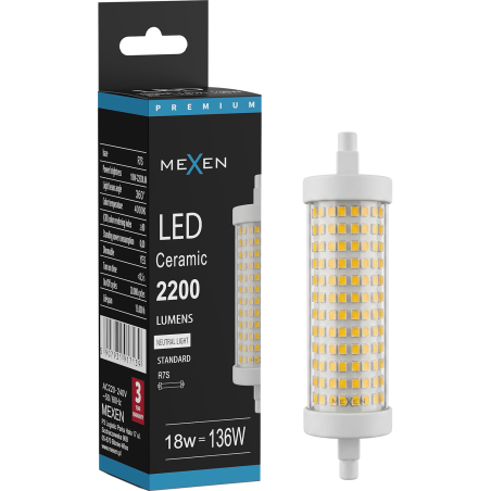 Mexen Vega Ampoule LED dimmable R7S, 18W, Neutre - 4000K, 2200 lm - L125-R7S-1840-02