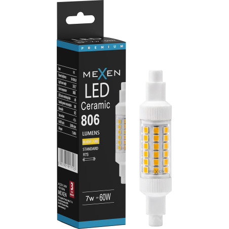 Mexen Vega Ampoule LED R7S, 7W, Chaude - 3000K, 806 lm - L126-R7S-0730-01