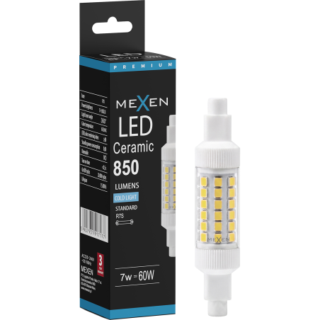 Mexen Vega Ampoule LED R7S, 7W, Froid - 6500K, 850 lm - L126-R7S-0765-01