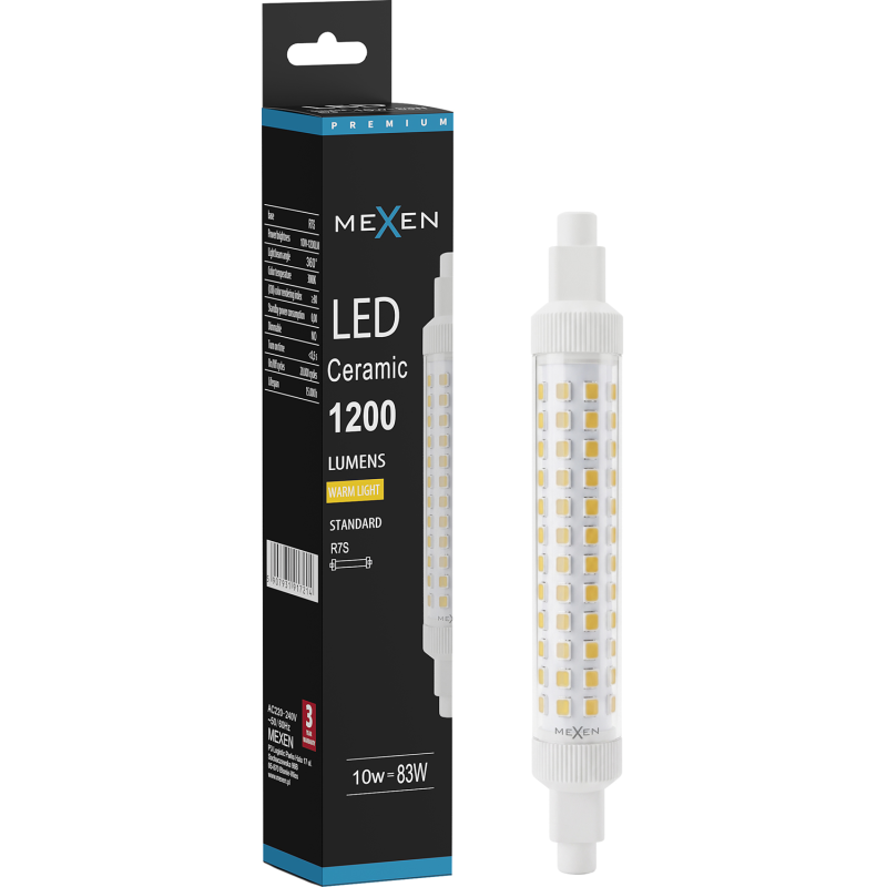 Mexen Vega Ampoule LED R7S, 10W, Chaude - 3000K, 1200 lm - L126-R7S-1030-02