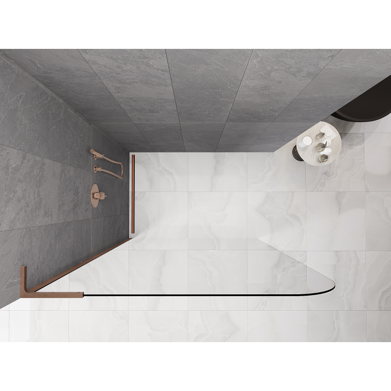 Mexen Kioto-P L paroi de douche Walk-in 80 x 200 cm, transparent 8 mm, cuivre brossé - 800-080-103-65-00-P