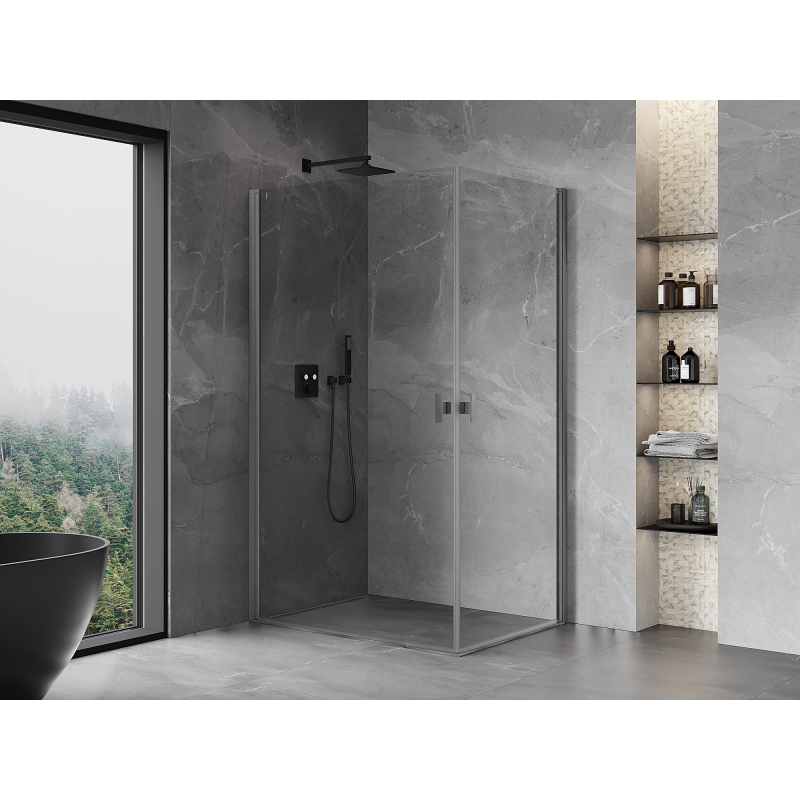 Mexen Mist-B Duo cabine de douche pivotante 85 x 70 cm, transparent, gris canon brossé - 8A2-085-070-66-00