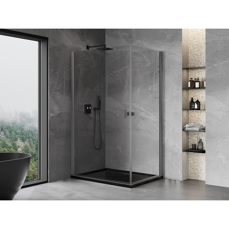 Mexen Mist-B Duo cabine de douche pivotante 95 x 70 cm, transparent, gris canon brossé - 8A2-095-070-66-00