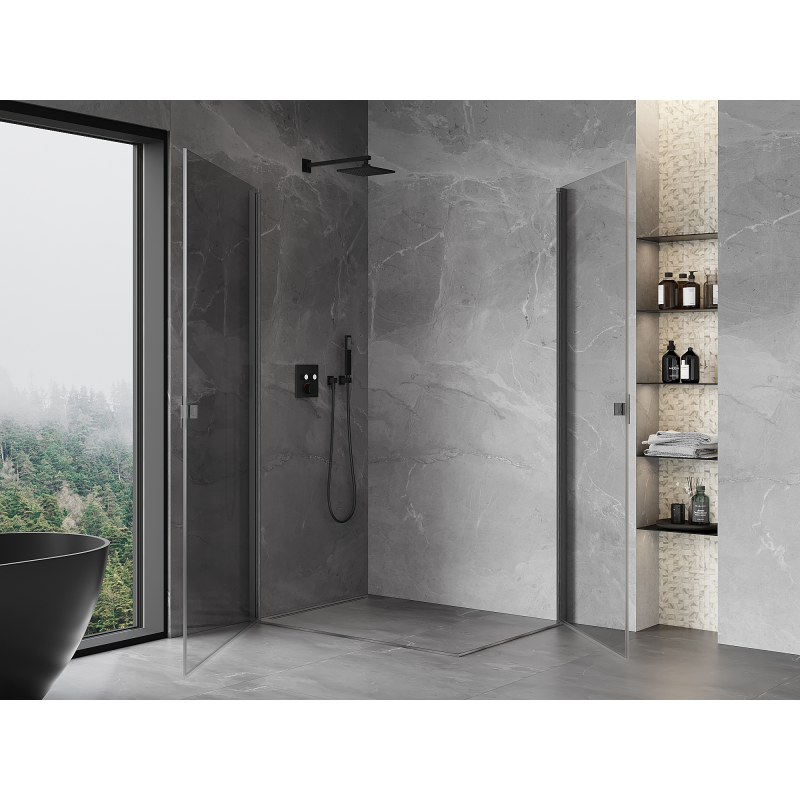 Mexen Mist-B Duo cabine de douche pivotante 95 x 70 cm, transparent, gris canon brossé - 8A2-095-070-66-00