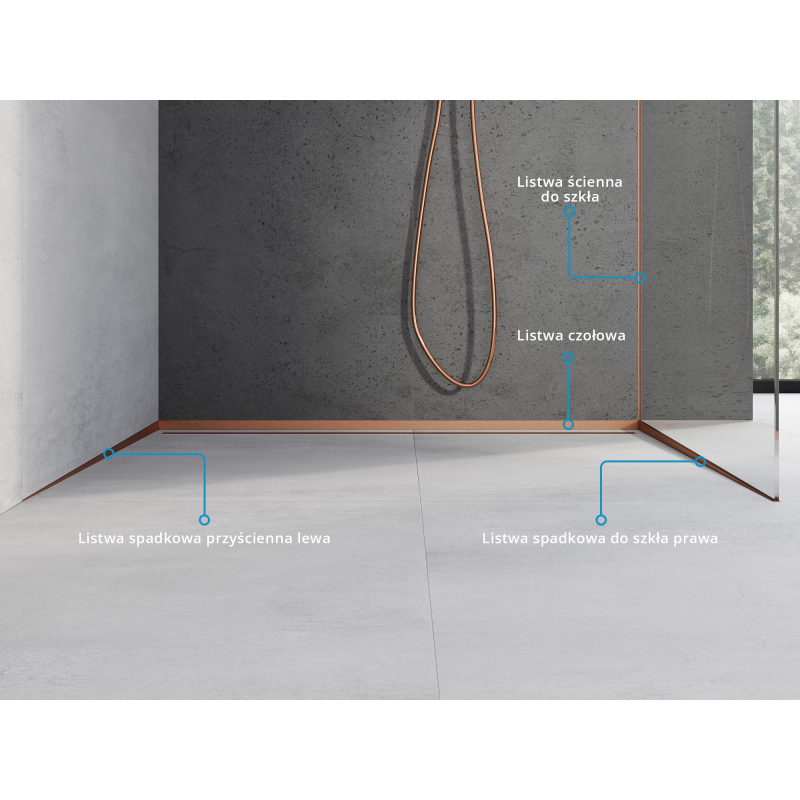 Mexen Line-B bande de douche frontale 180 cm, cuivre brossé - 186503180U