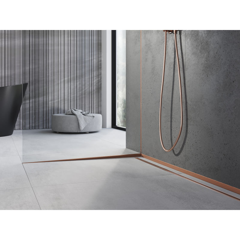 Mexen Line-B moulure de drainage pour verre 120 cm gauche, cuivre brossé - 186504120L