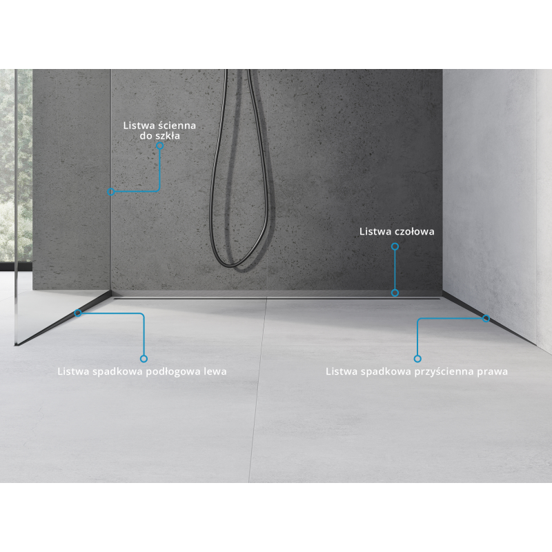 Mexen Line-B profil de douche pour verre 120 cm gauche, gris gun brossé - 186604120L