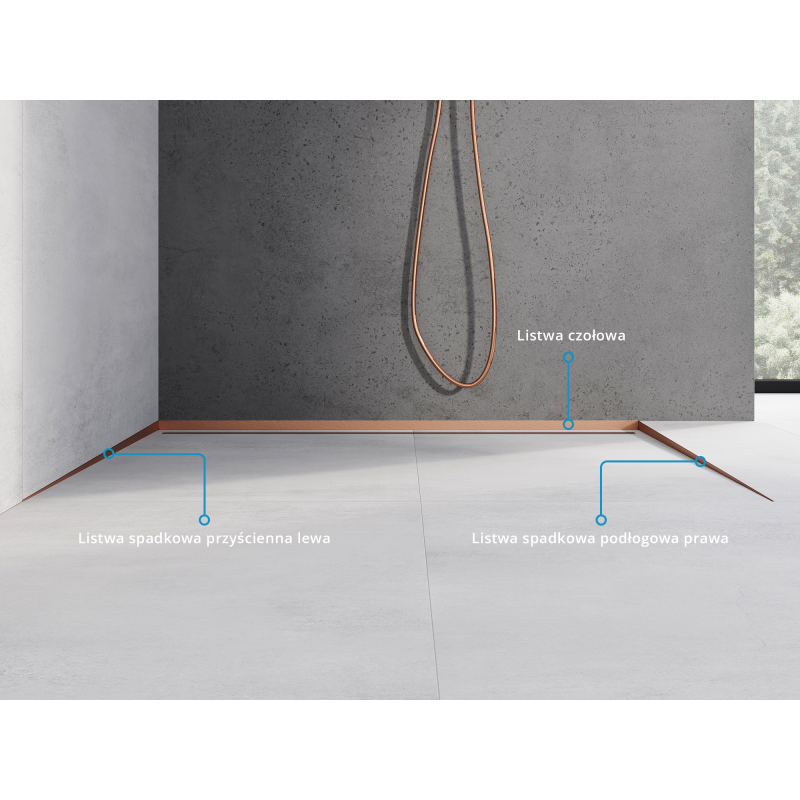 Mexen Line-B plinthe murale inclinée 120 cm gauche, cuivre brossé - 186502120L