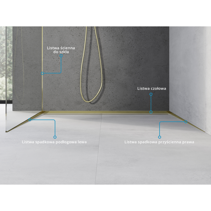 Mexen Line-B listwa spadkowa do szkła 120 cm lewa, złota - 185004120L