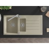Mexen Andres évier en granit 1,5 bacs avec égouttoir et robinet de cuisine Duero, beige - 6515-69-671600-00