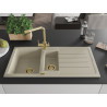 Mexen Andres évier en granit 1,5 bac avec égouttoir et robinet de cuisine Duero, beige - 6515-69-671600-50