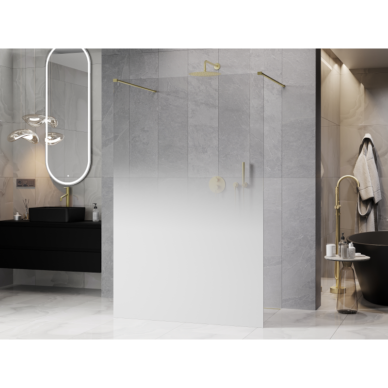 Mexen Kioto cloison de douche autoportante 100 x 200 cm, ombre blanc 8 mm, or brossé - 800-100-002-55-86