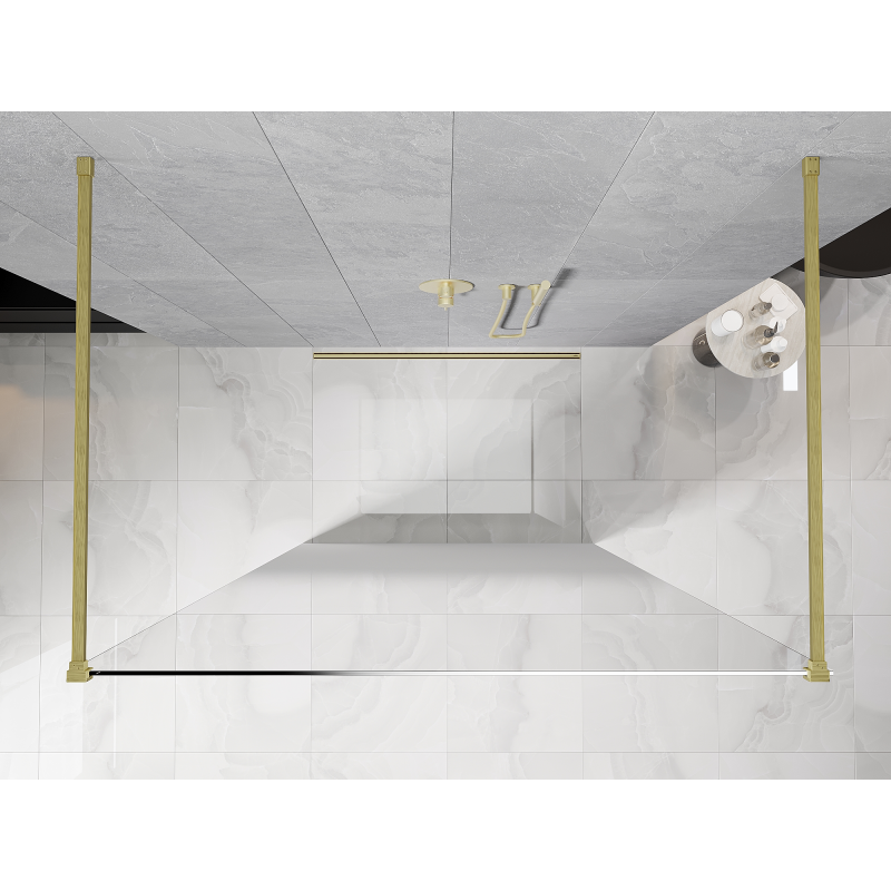 Mexen Kioto cloison de douche autoportante 100 x 200 cm, ombre blanc 8 mm, or brossé - 800-100-002-55-86