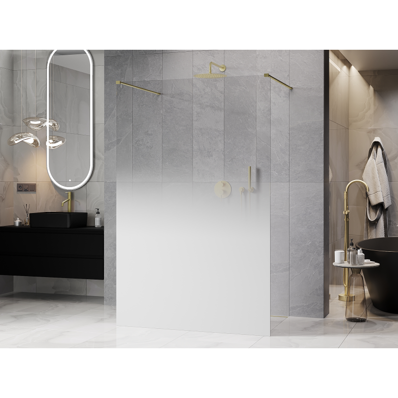 Mexen Kioto paroi de douche autoportante 140 x 200 cm, ombre blanc 8 mm, or brossé - 800-140-002-55-86
