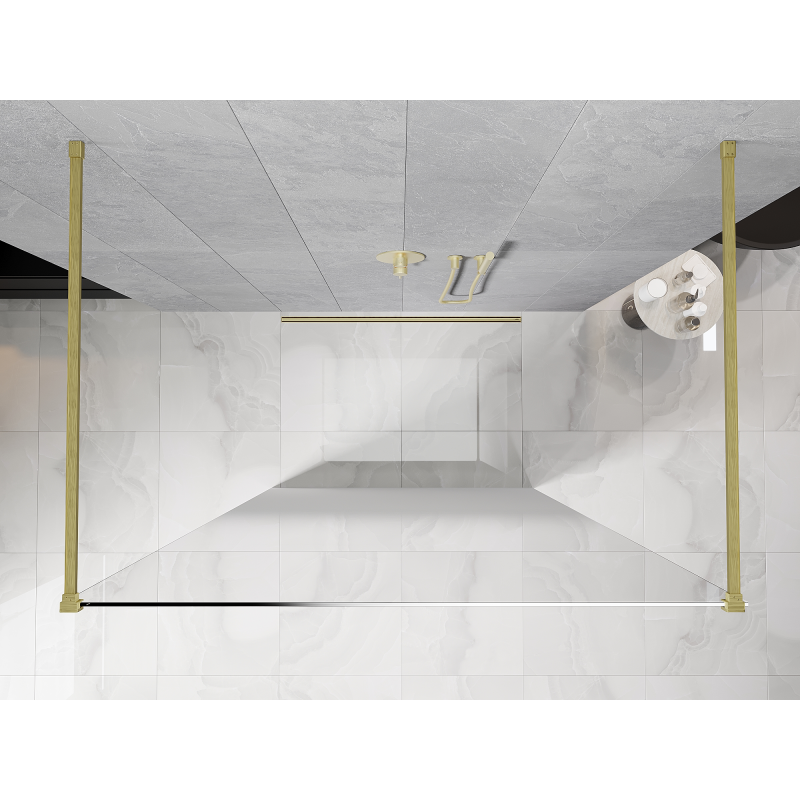 Mexen Kioto paroi de douche autoportante 150 x 200 cm, ombre blanc 8 mm, or brossé - 800-150-002-55-86