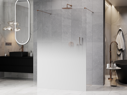 Mexen Kioto paroi de douche autoportante 100 x 200 cm, ombré blanc 8 mm, or rose - 800-100-002-60-86