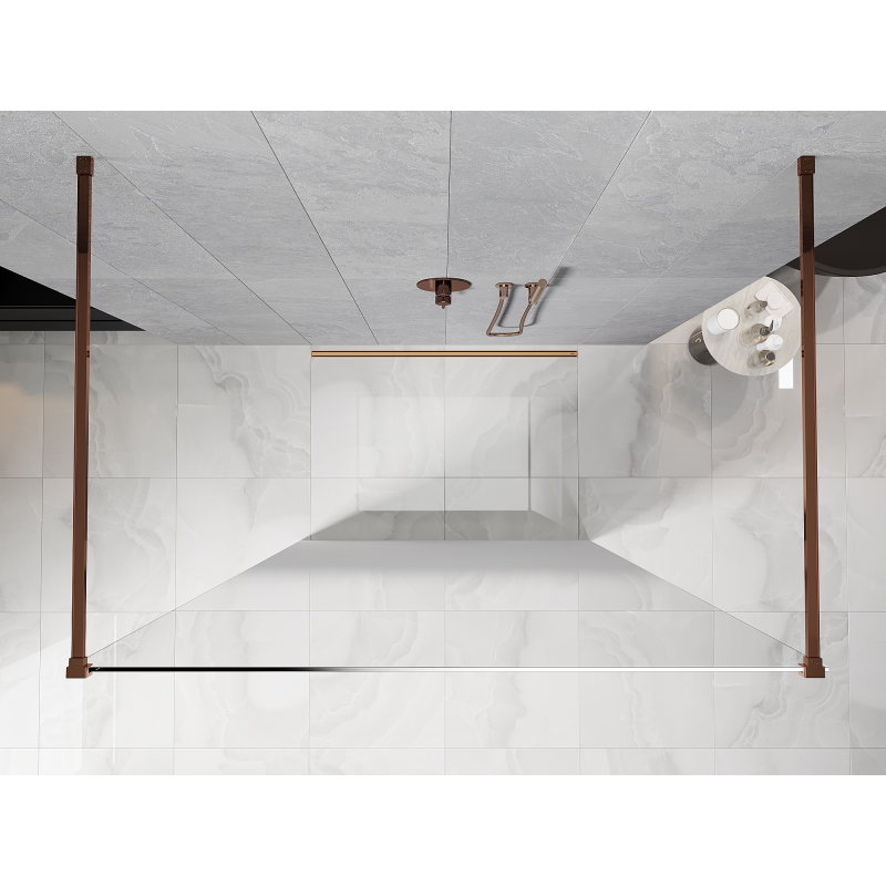 Mexen Kioto paroi de douche autoportante 150 x 200 cm, ombre blanc 8 mm, or rose - 800-150-002-60-86