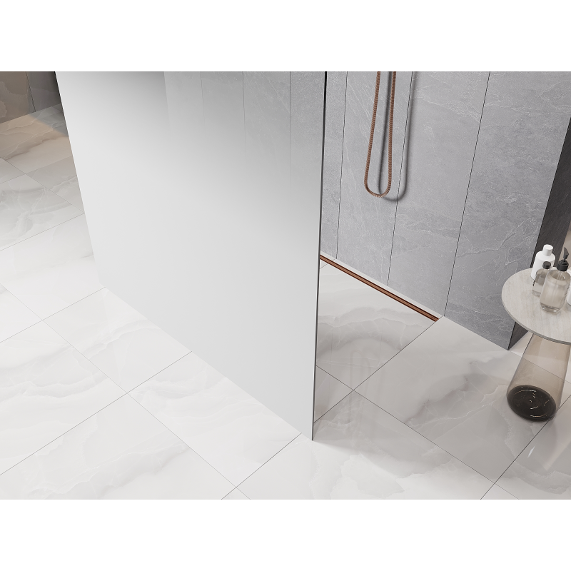 Mexen Kioto paroi de douche autoportante 120 x 200 cm, ombre blanche 8 mm, cuivre brossé - 800-120-002-65-86