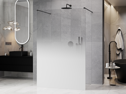 Mexen Kioto paroi de douche autoportante 150 x 200 cm, ombre blanche 8 mm, noire - 800-150-002-70-86