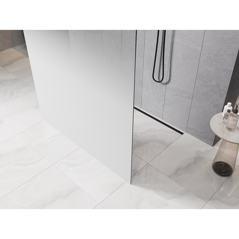 Mexen Kioto paroi de douche autoportante 100 x 200 cm, ombre blanc 8 mm, noir - 800-100-002-70-86