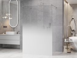 Mexen Kioto paroi de douche autoportante 100 x 200 cm, ombre blanche 8 mm, nickel brossé - 800-100-002-97-86