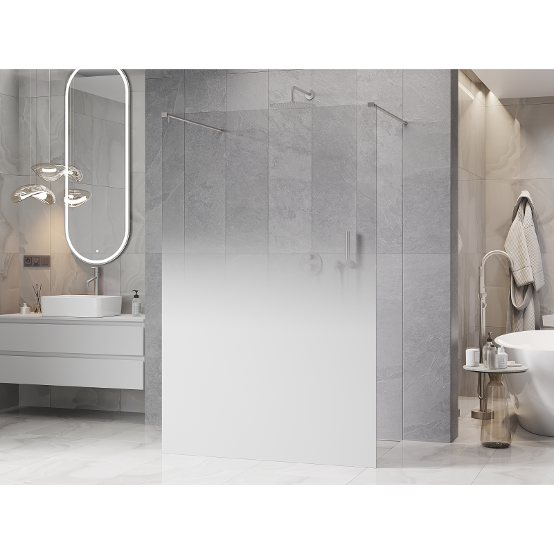 Mexen Kioto paroi de douche autoportante 110 x 200 cm, ombre blanche 8 mm, nickel brossé - 800-110-002-97-86
