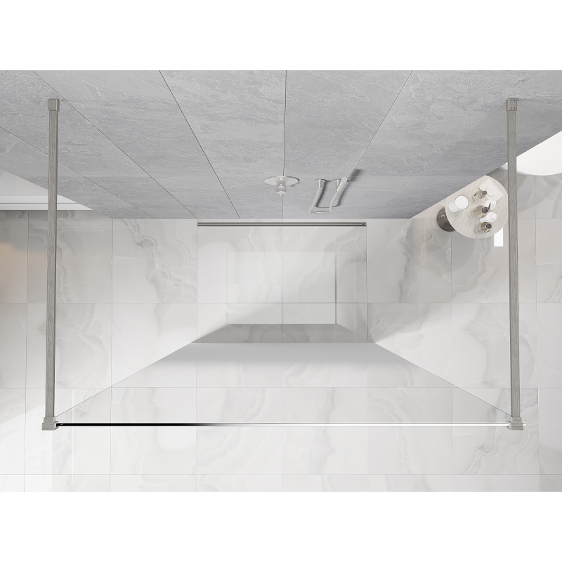 Mexen Kioto paroi de douche autoportante 140 x 200 cm, ombrée blanche 8 mm, nickel brossé - 800-140-002-97-86