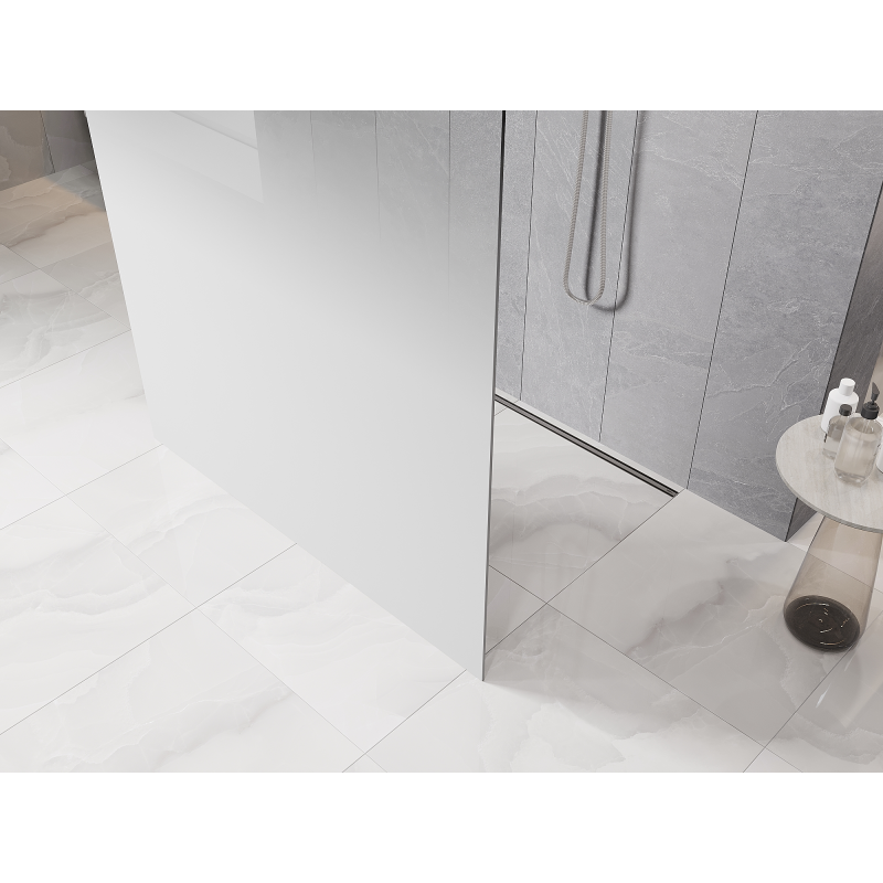 Mexen Kioto paroi de douche autoportante 130 x 200 cm, ombre blanche 8 mm, nickel brossé - 800-130-002-97-86