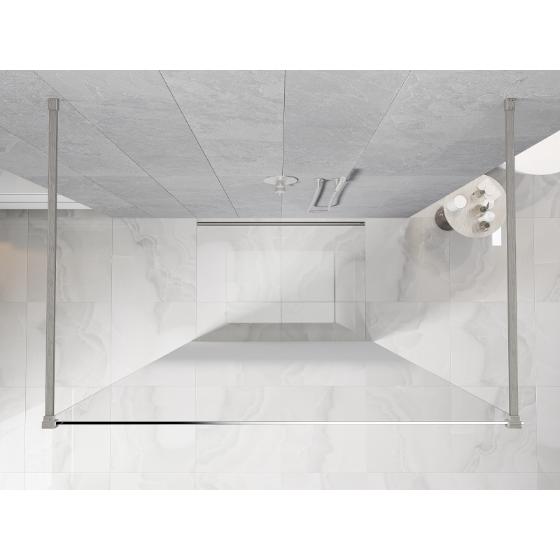 Mexen Kioto paroi de douche autoportante 150 x 200 cm, ombré blanc 8 mm, nickel brossé - 800-150-002-97-86