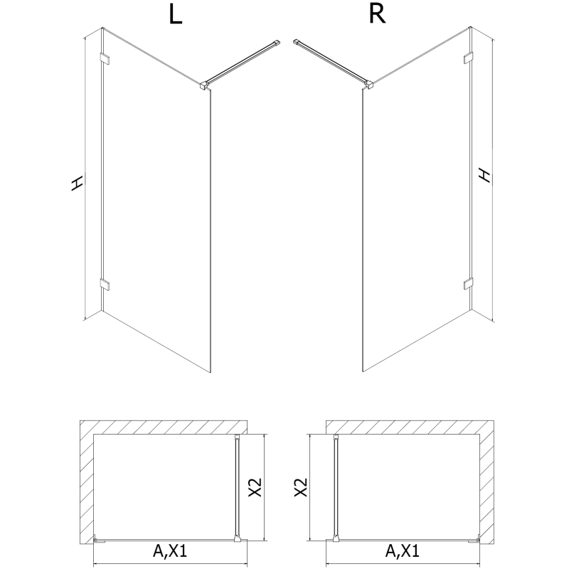 Mexen Lunar paroi de douche Walk-in droite 90 x 200 cm, transparent 8 mm, or - 830-090-000-50-00-P