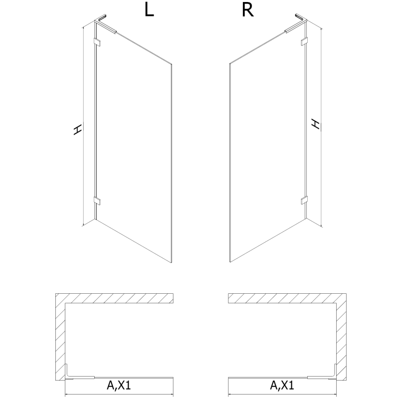 Mexen Lunar L paroi de douche Walk-in droite 110 x 200 cm, transparent 8 mm, chrome - 830L-110-000-01-00-P