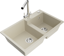 Mexen Tomas évier de cuisine en granit 2 bacs avec robinet Duero, beige - 6516-69-671600-00