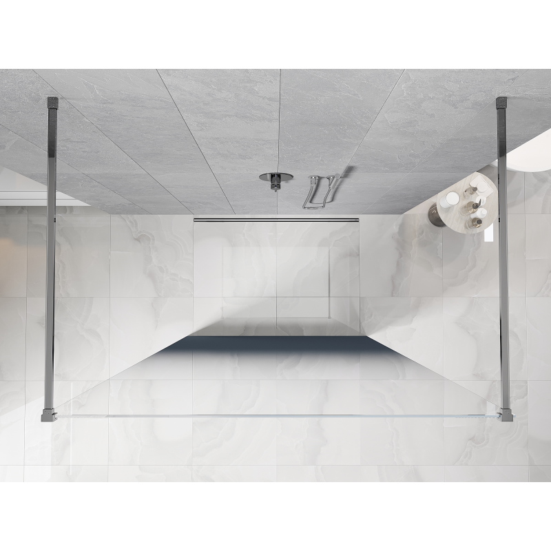 Mexen Kioto paroi de douche autoportante 100 x 200 cm, ombre bleue 8 mm, chrome - 800-100-002-01-46