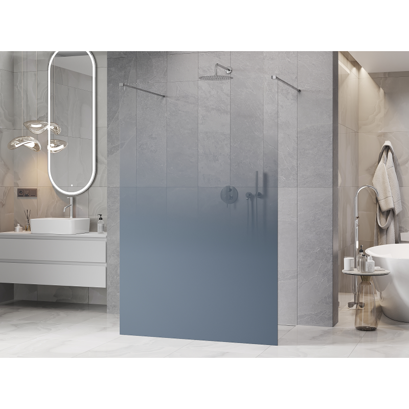 Mexen Kioto paroi de douche autoportante 150 x 200 cm, ombre bleue 8 mm, chrome - 800-150-002-01-46