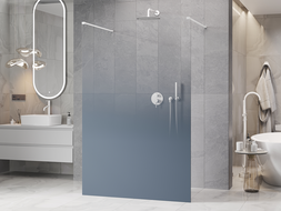Mexen Kioto paroi de douche autoportante 100 x 200 cm, ombre bleue 8 mm, blanche - 800-100-002-20-46