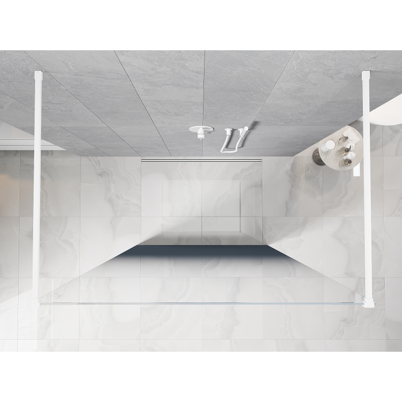 Mexen Kioto paroi de douche autoportante 100 x 200 cm, ombre bleue 8 mm, blanche - 800-100-002-20-46