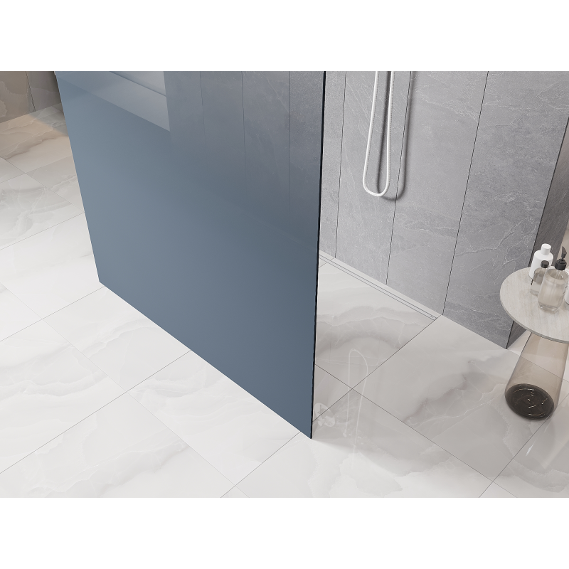 Mexen Kioto paroi de douche autoportante 100 x 200 cm, ombre bleue 8 mm, blanche - 800-100-002-20-46