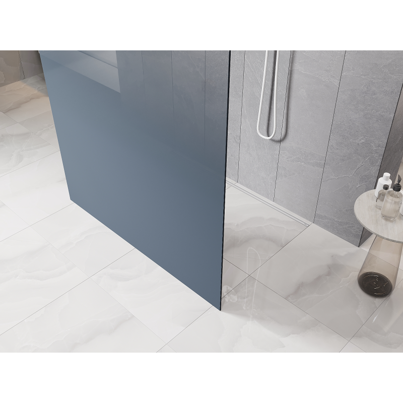 Mexen Kioto paroi de douche autoportante 150 x 200 cm, ombrée bleue 8 mm, blanche - 800-150-002-20-46