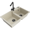 Mexen Tomas évier en granit 2 bacs avec robinet de cuisine Duero, beige - 6516-69-671600-70