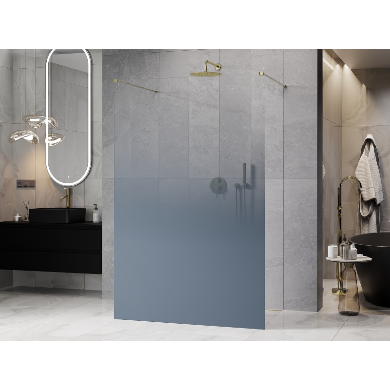 Mexen Kioto paroi de douche autoportante 100 x 200 cm, ombrée bleue 8 mm, dorée - 800-100-002-50-46