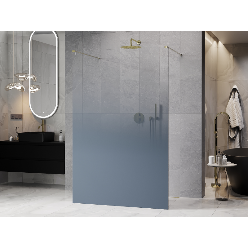 Mexen Kioto Paroi de douche autoportante 110 x 200 cm, ombrée bleue 8 mm, or - 800-110-002-50-46