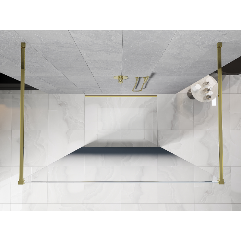 Mexen Kioto paroi de douche autoportante 150 x 200 cm, ombrée bleue 8 mm, dorée - 800-150-002-50-46