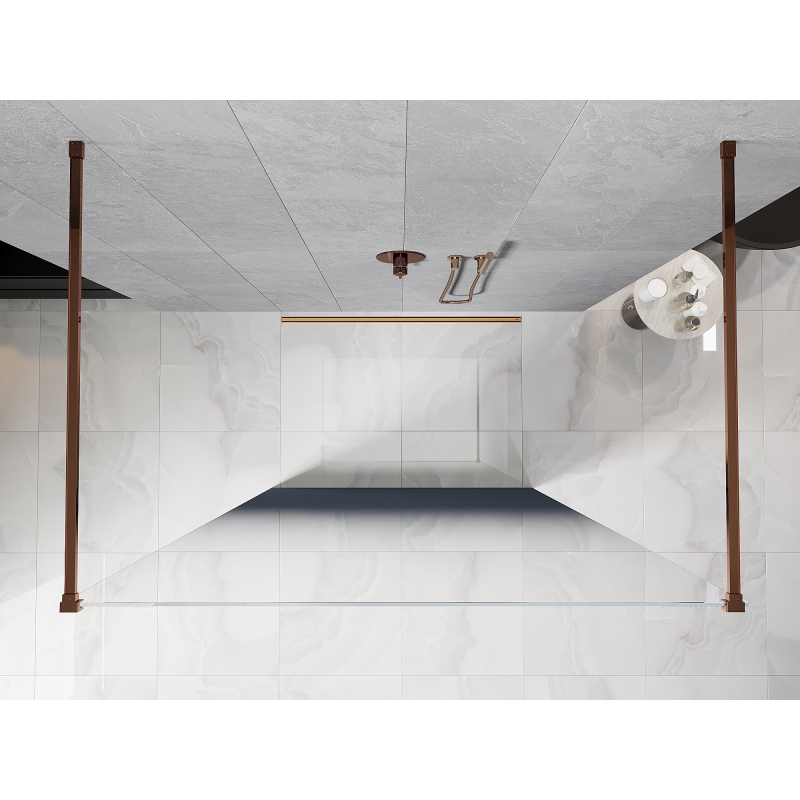 Mexen Kioto paroi de douche autoportante 140 x 200 cm, ombre bleue 8 mm, or rose - 800-140-002-60-46
