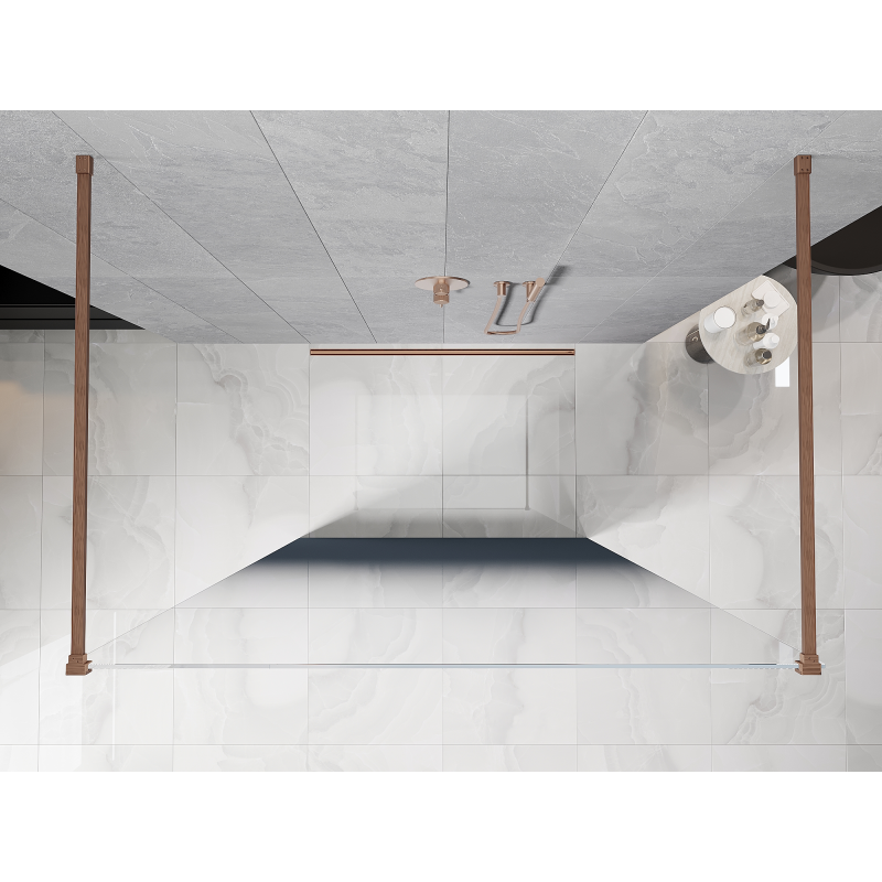 Mexen Kioto paroi de douche autoportante 130 x 200 cm, ombrée bleue 8 mm, cuivre brossé - 800-130-002-65-46