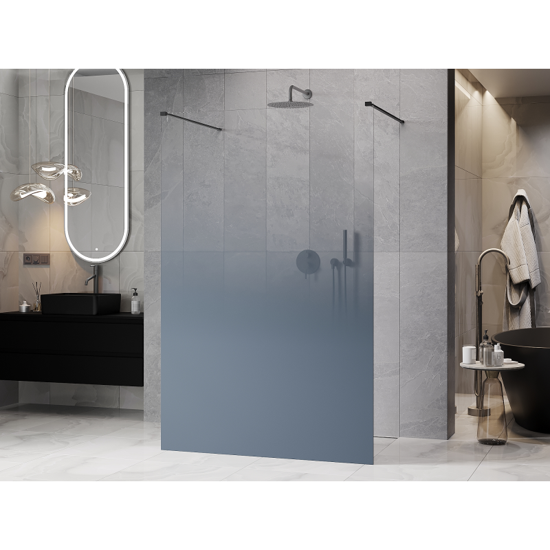 Mexen Kioto paroi de douche autoportante 110 x 200 cm, ombre bleue 8 mm, gun gris brossé - 800-110-002-66-46