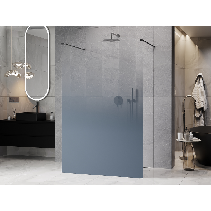 Mexen Kioto paroi de douche autoportante 120 x 200 cm, ombré bleu 8 mm, gun gris brossé - 800-120-002-66-46