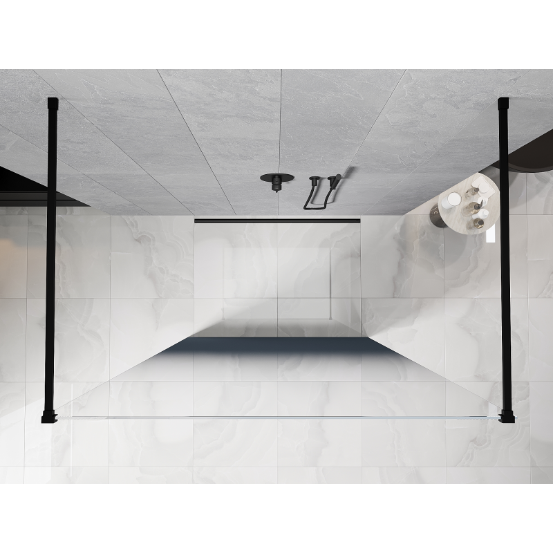 Mexen Kioto paroi de douche autoportante 150 x 200 cm, ombré bleu 8 mm, noir - 800-150-002-70-46