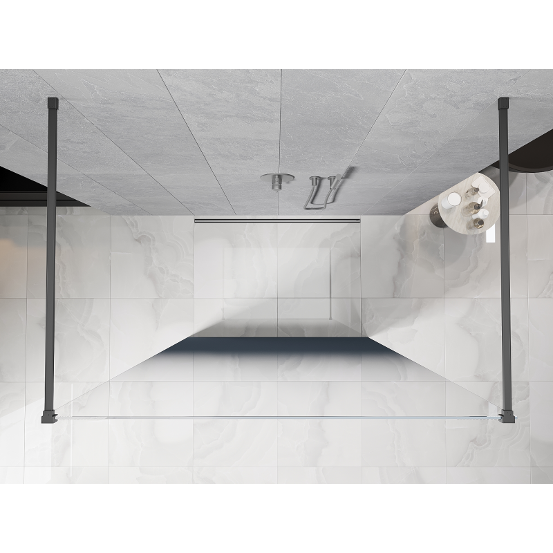 Mexen Kioto paroi de douche autoportante 140 x 200 cm, ombre bleu 8 mm, gun metal - 800-140-002-95-46