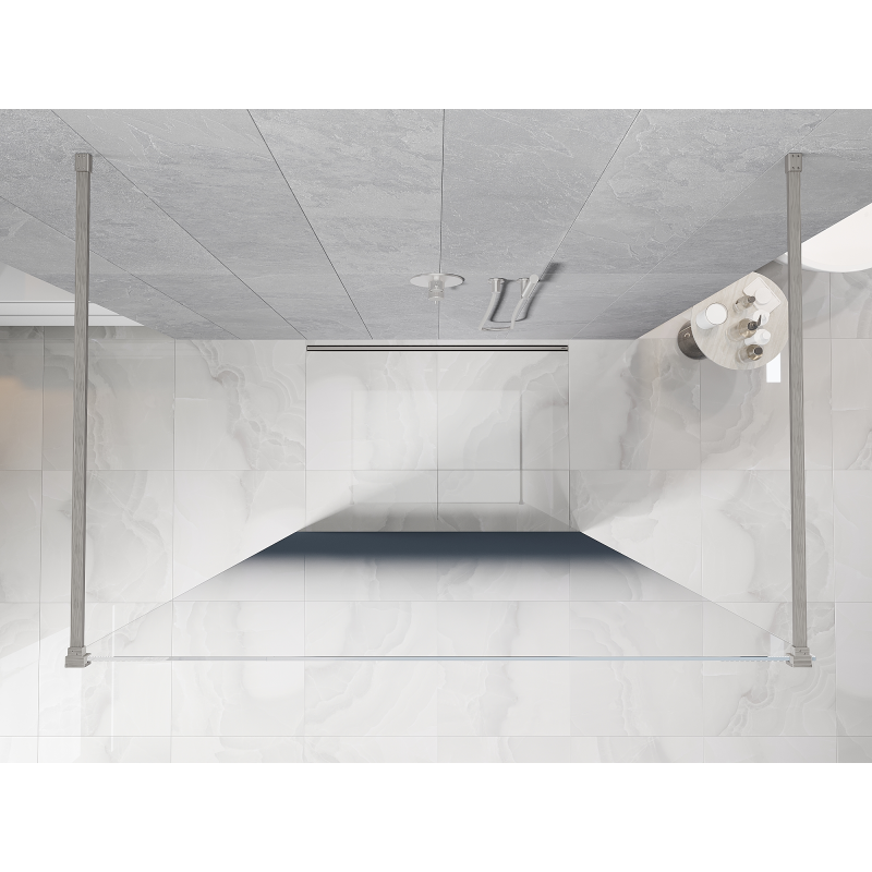Mexen Kioto paroi de douche autoportante 100 x 200 cm, ombre bleue 8 mm, nickel brossé - 800-100-002-97-46