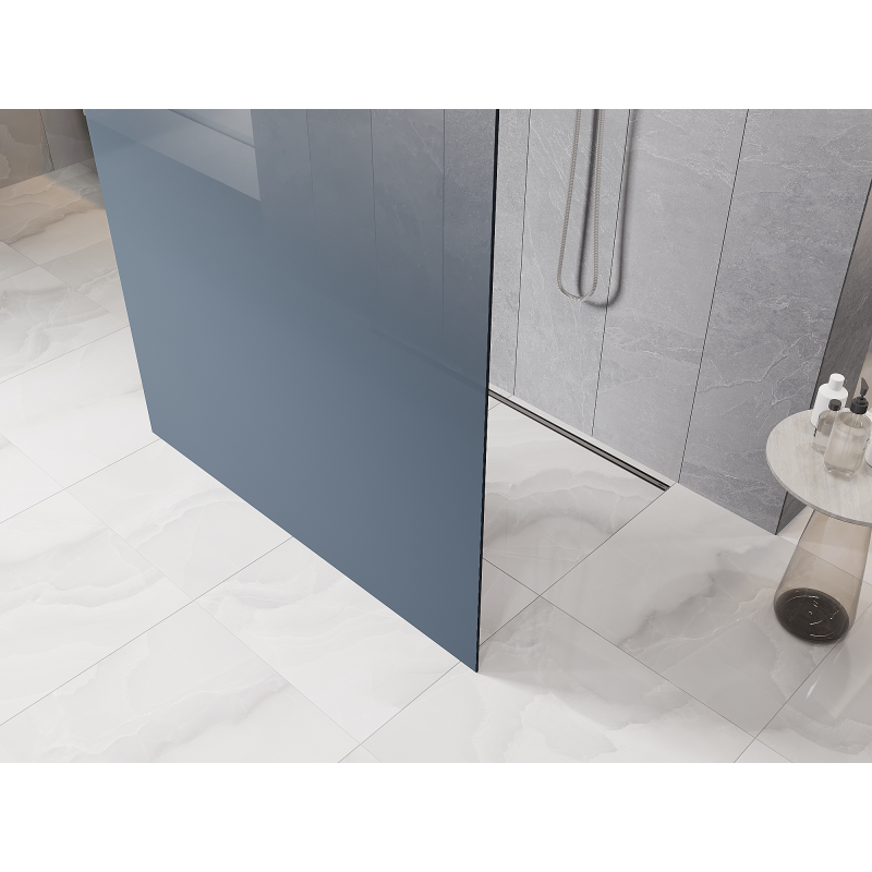Mexen Kioto paroi de douche autoportante 110 x 200 cm, ombrée bleue 8 mm, nickel brossé - 800-110-002-97-46